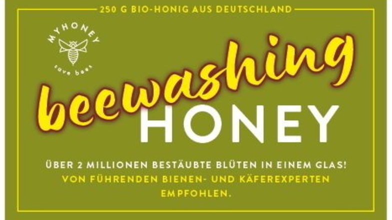 Das Etikett für die neue Honig-Edition ist schon fertig. Den "Beewashing-Honey" soll es schon kommende Woche im Handel geben.