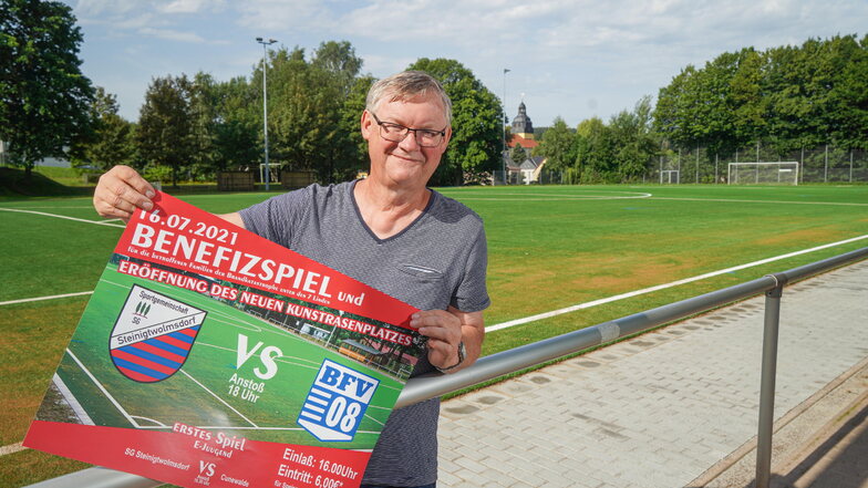 Gerd Pradel, Vorsitzender der SG Steinigtwolmsdorf freut sich auf das Benefizspiel gegen den BFV 08 am Freitag.