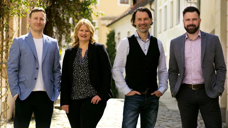 Das Team von "Meisterwechsel": Sandro Wockatz, Manuela Meißner, Thomas Wockatz, Daniel Mager (von links). Sie wollen Unternehmern helfen, die einen Nachfolger suchen.