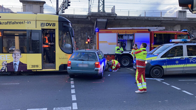Unfall mit Straßenbahn in Dresden