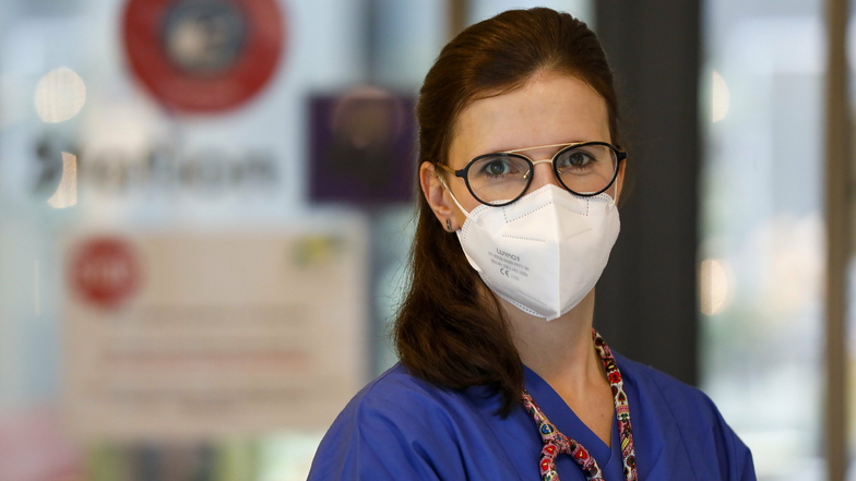 Die Intensivmedizinerin Dr. Karolin Lust arbeitet auf der Intensivstation des Zittauer Krankenhauses.