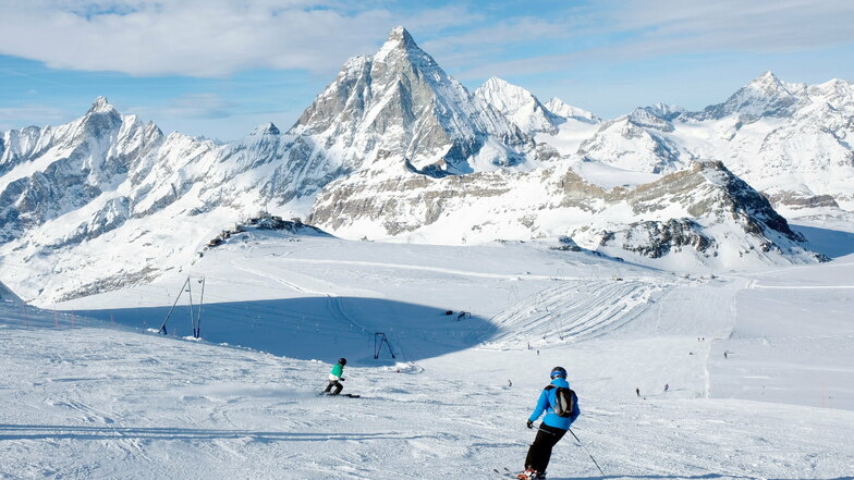 Pisten mit Blick aufs Matterhorn: Das Skigebiet Zermatt im Schweizer Wallis.