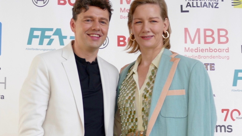 Christian Friedel und Sandra Hüller beim Oscar-Empfang in der Villa Aurora am Sonnabend – einen Tag vor der Oscarverleihung.