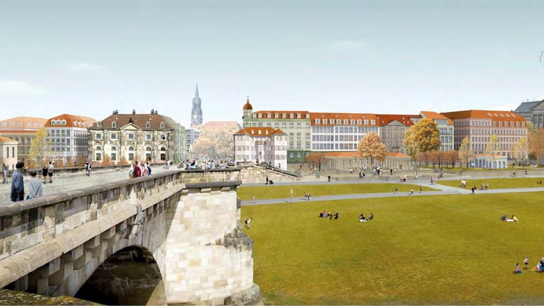Dresdner Königsufer: Promenade zwischen Finanzministerium und Augustusbrücke geplant