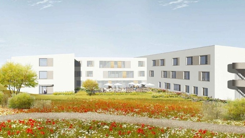 So soll sich das künftige Altenpflegeheim in das Wohngebiet auf dem Bautzner Berg in Kamenz aussehen.