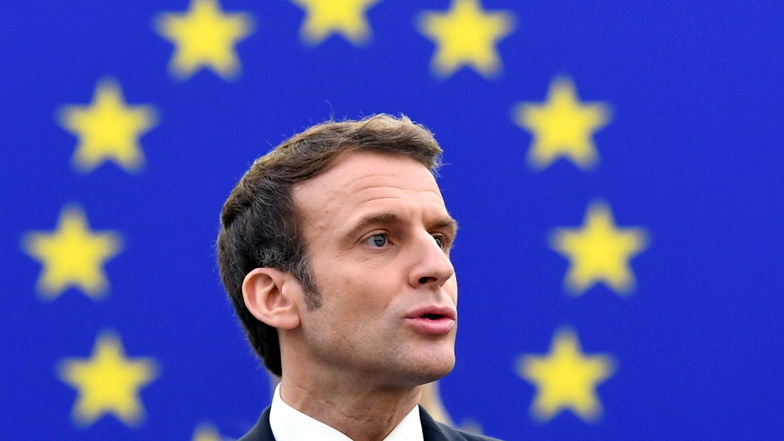 Emmanuel Macron, Präsident von Frankreich, hält eine Rede zum französischen Ratsvorsitz im Europäischen Parlament.