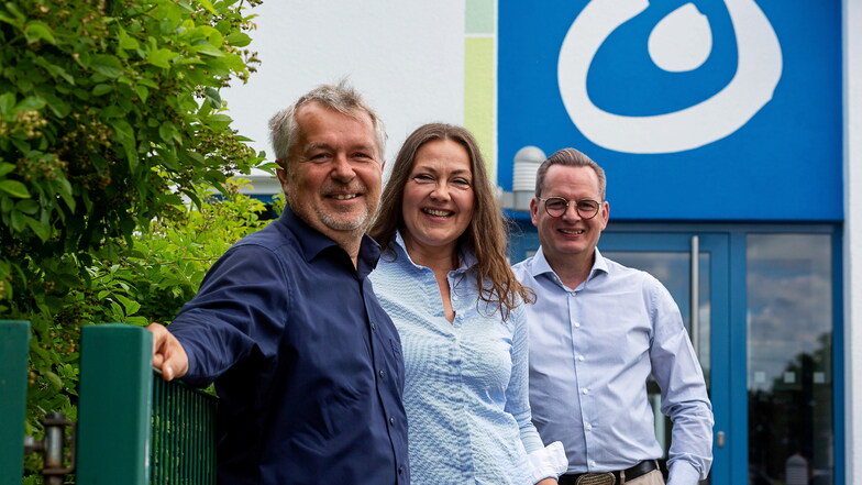 Promoters for the Montessori school: Norbert Bochynek and Annette Littau, here in 2020 with Ralf Thiele, head of the Lebenshilfe association (from left).