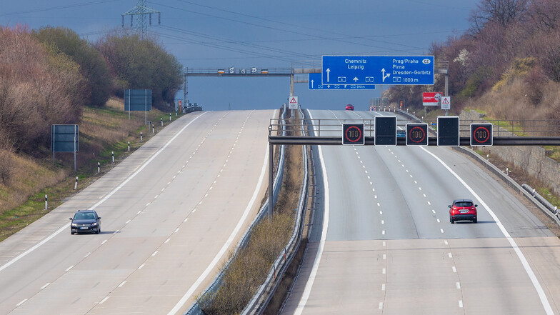 Ungewöhnlich leer zeigte sich die Autobahn A4 im März auch nahe Dresden.