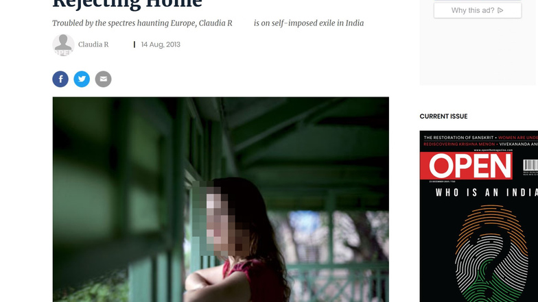 2013 schrieb Claudia R. einen Selbsterfahrungs-Bericht für ein indisches Online-Medium.