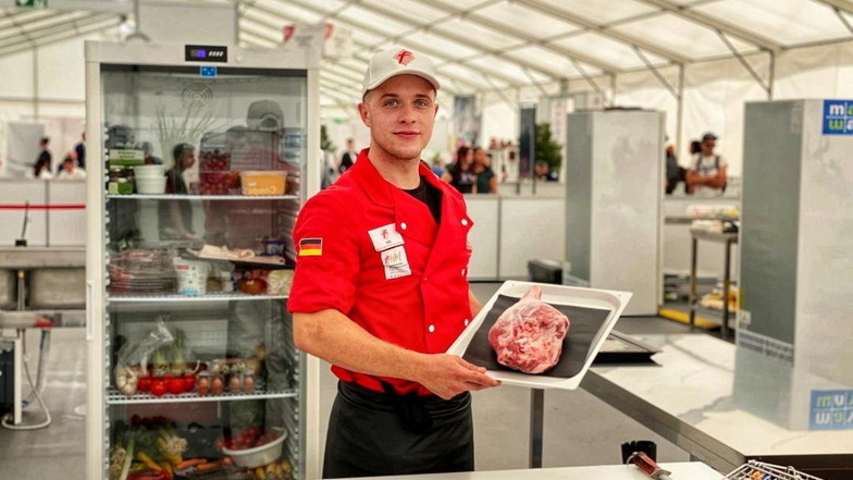 Franz Gawalski war der deutsche Vertreter beim Demonstrationswettbewerb der Fleischer bei den EuroSkills in Graz.