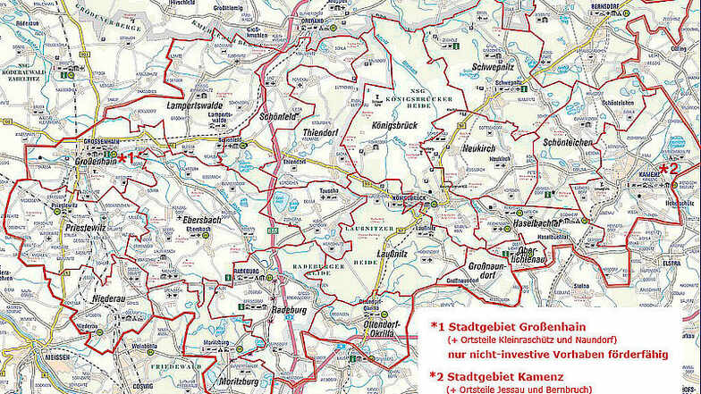 Die Förderregion Heidebogen erstreckt sich zwischen Kamenz und Großenhain.