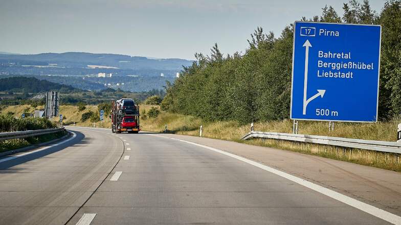 Bis Pirna läuft es auf der A17. Dann wird es eng, denn  ab 31. August wird zwischen Pirna und Dresden gebaut.