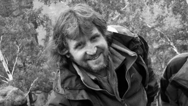 Horst Mempel im September 1995 bei den Dreharbeiten zur 50. Sendung des Bergsteiger-Magazins Biwak.