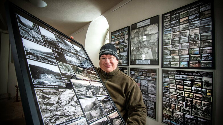 Zahlreiche Fotos über die Geschichte der Talsperre sind in der Ausstellung in der Kirche Grünlichtenberg zu sehen. Auf Wunsch kann Michael Kreskowsky über viele Begebenheiten berichten.