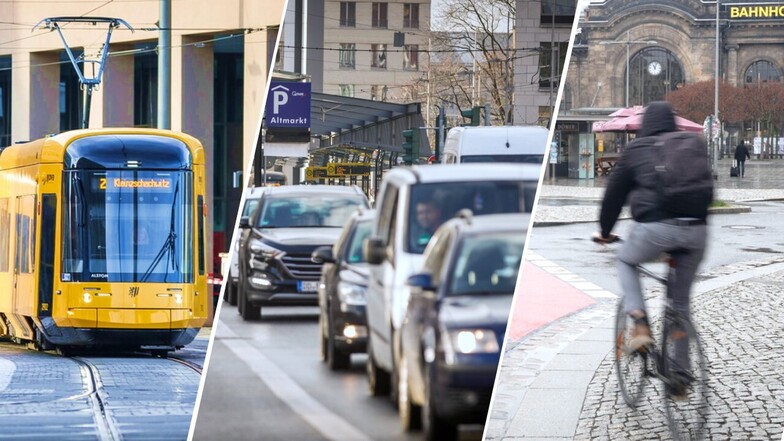 Mehr Straßenbahnfahrgäste und Radfahrer, dafür weniger Autos: Bis 2035 erwartet Dresden einen Rückgang der Kraftfahrzeuge auf den Straßen.