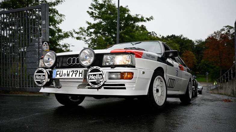 Audi Quattro Typ 85, Baujahr 1982, mit Fahrerin Vanessa Graf und Beifahrer Oliver Pfeifer.