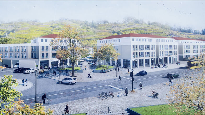 So soll es Ende 2022 an der Meißner Straße aussehen. Am Dienstagvormittag war Baustart auf dem ehemaligen Glasinvest-Areal.