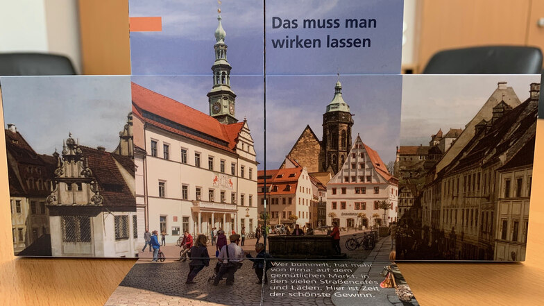 Neuer Reklame-Flyer für Pirna: Endlos viele Faltmöglichkeiten.