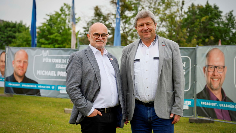 Roland Dantz (l.) und Holm Große sind bereits Kreisräte der Freien Wähler im Kreistag Bautzen. Sie treten bei der nächsten Wahl am 9. Juni 2024 wieder an.