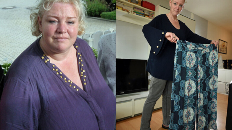 Dieselbe Frau: Kornelia Bretschneider vor der OP (links) und heute. Zwischen beiden Aufnahmen liegen 18 Monate.