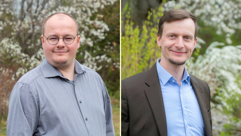 In Räckelwitz stehen zwei Kandidaten stehen zur Wahl: Clemens Poldrack (Einzelbewerber, l.) und Peter Bresan (CDU).