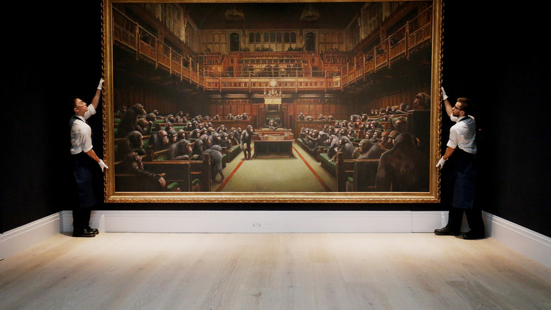 Das Schimpansen-Gemäldes "Devolved Parliament"