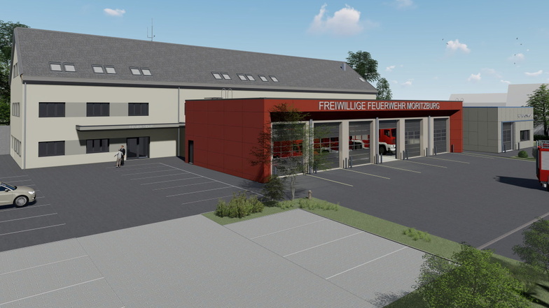 So soll der neue Gebäudekomplex aus Feuerwehrgerätehaus, Rettungswache und Räumen für die Grundschule aussehen.