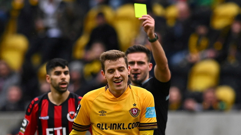 Dynamos Kartensünder: Niklas Hauptmann sah bisher in 21 Spielen zehn Gelbe Karten und einmal Gelb-Rot.