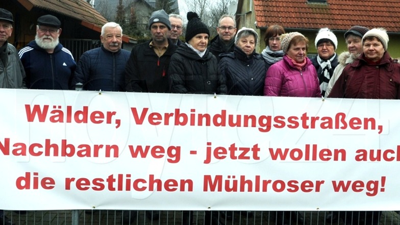 Am Mittwoch demonstrierten Menschen in Mühlrose für ihre Umsiedlung.