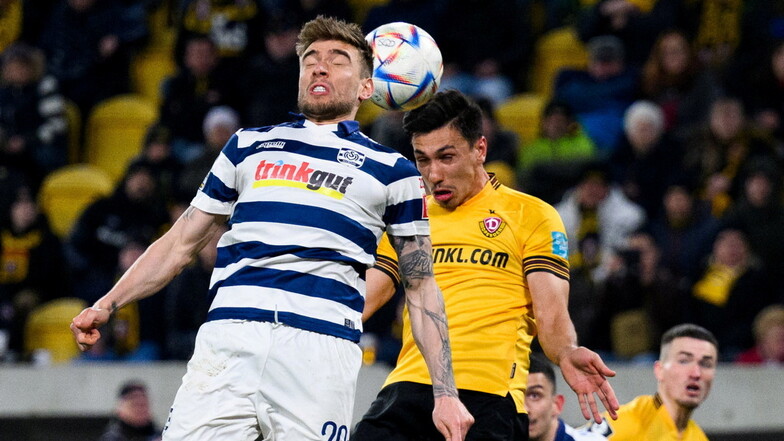 Claudio Kammerknecht erzielt gegen Duisburg das Tor zum 1:0, sieht aber vorher seine fünfte Gelbe Karte und fehlt nun gesperrt.