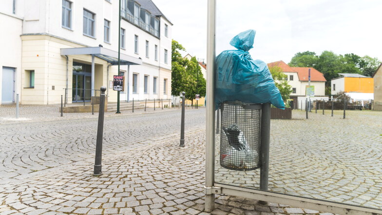 150 Papierkörbe gibt es in Roßwein und nochmals 60  in den Ortsteilen. In einigen landet, wie hier im Foto, permanent Hausmüll. Einer am Hammerweg ist beispielsweise regelmäßig für die Entsorgung von Windeln missbraucht worden.