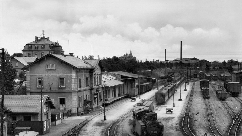 So sah der Wilsdruffer Schmalspurbahnhof Ende der 1920er-Jahre aus.