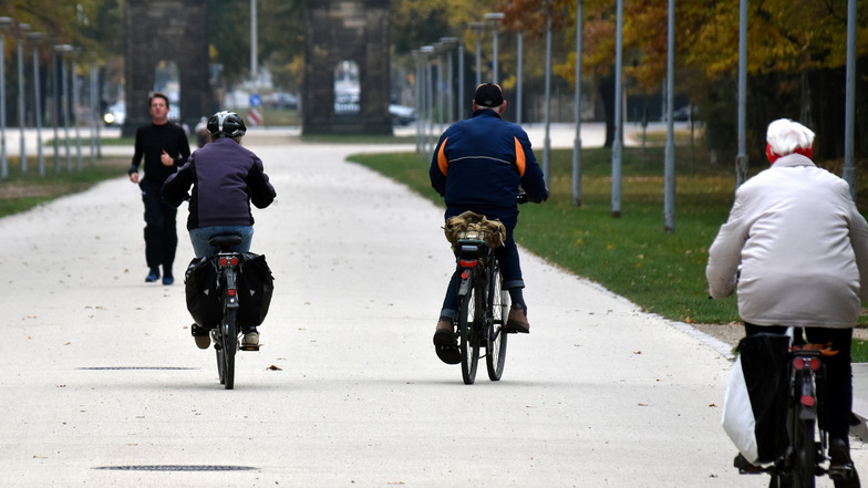 Radfahrer müssen auf den asphaltierten Wegen bleiben.