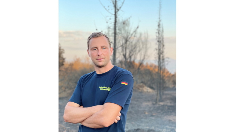 Lars Werthmann bei einem früheren Einsatz vergangenen Sommer in Griechenland, als Waldbrände das antike Olympia bedrohten.