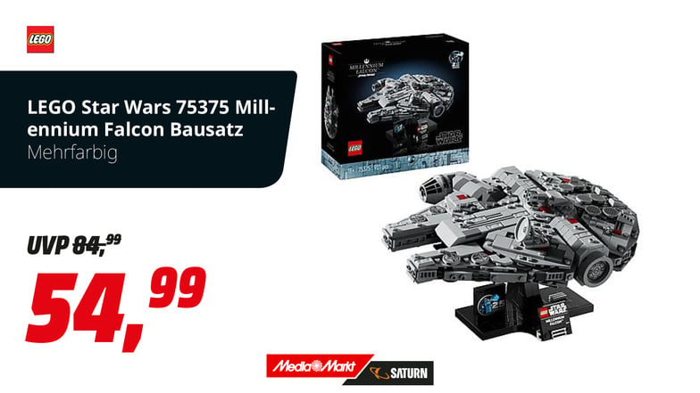 Die klassische Star Wars Saga findet jetzt in deinem Wohnzimmer ihre Fortsetzung – mit dem LEGO Star Wars Millennium Falcon (75375) zum Sammeln, Bauen und Ausstellen. Mach dich mit der Konzentration und Achtsamkeit eines Jedi ans Werk und bilde dieses legendäre Sternenschiff aus Star Wars: Eine neue Hoffnung mit all seinen vertrauten Details nach.