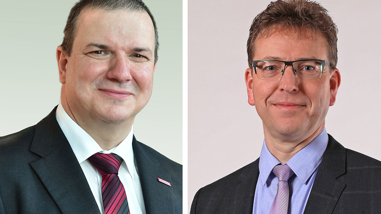 Roland Ermer (l.) und Matthias Grahl vertreten den CDU-Kreisverband Bautzen beim Bundesparteitag. Beide werden für Friedrich Merz als Parteichef stimmen.