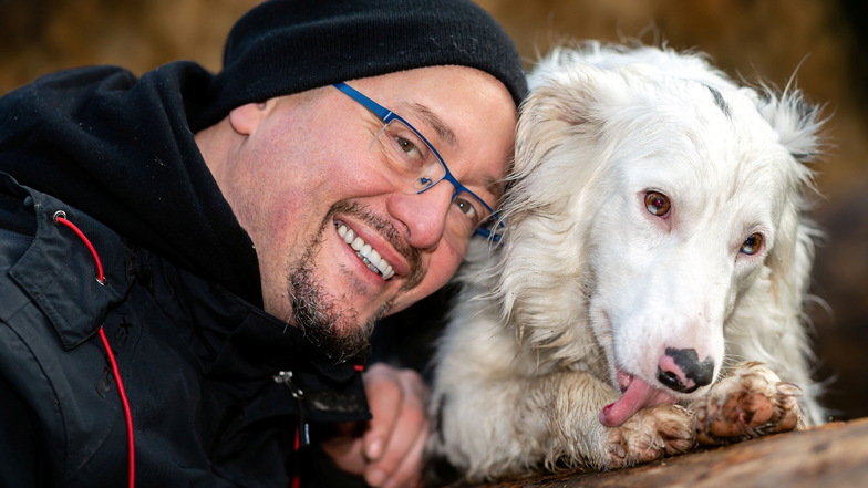 Michael Glänzel aus Schmölln-Putzkau mit Hund Joshi: Als Hundetrainer weiß er, dass Böller und Raketen für viele Tiere Stress sind.