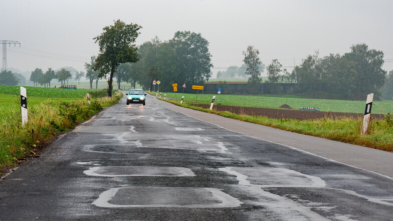 Die Staatsstraße 44 zwischen Brösen und Podelwitz ist ein Flickenteppich. Nächstes Jahr soll Abschnitt in Ordnung gebracht werden.