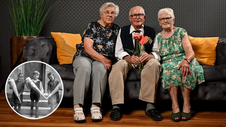 Nie aus den Augen verloren: In der Coswiger Spitzgrundmühle feierten Marianne, Erika und Peter ihr gemeinsames Jubiläum.