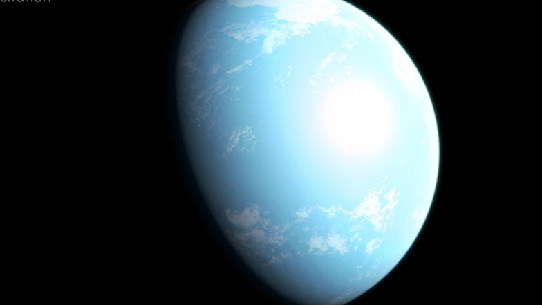 Visualisierung des möglicherweise bewohnbaren Planeten GJ 357 d  außerhalb des Sonnensystems.