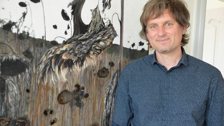 Jens Rausch stellt seine Werke bis 6. September im Barockschloss Königshain aus.