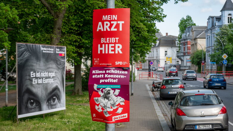 Seit Ende April dürfen die Parteien für die anstehenden Wahlen plakatieren und machen dies auch eifrig, wie am Wettinplatz in Döbeln. Doch nicht jede Stadt hat Lust auf einen Plakatedschungel.