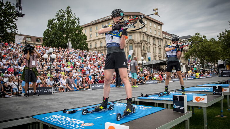 Fünfmal wurde der City-Biathlon im Kurpark von Wiesbaden ausgetragen, nun zieht das Event nach Dresden um.