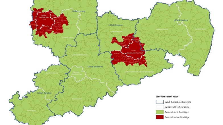In den grünen Regionen fehlen Lehrer. In den rot gefärbten Gemeinden wird kein Zuschlag gezahlt. 