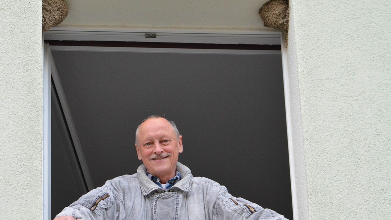 Die beiden Nester haben die Mehlschwalben bereits 2019 an Reinhard Orsakowskys Küchenfenster oben im 2. Stock gebaut. Darin zogen die Vögel auch Junge groß. Und in diesem Jahr?