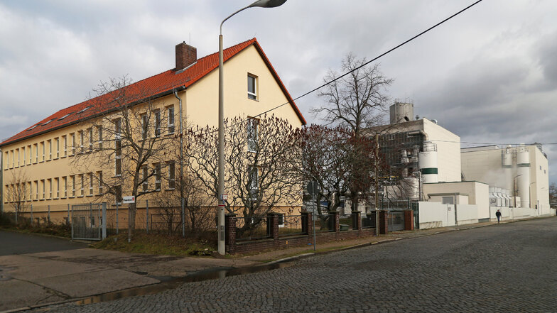 Das Riesaer Obdachlosenheim soll an die Speicherstraße (vorderes Gebäude) ziehen. Doch vonseiten des benachbarten Ölwerks gibt es offenbar Bedenken.
