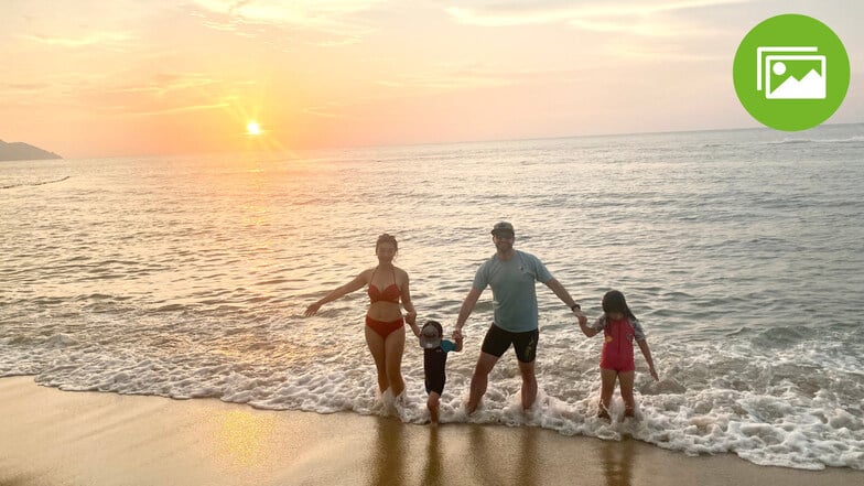 Christoph Glaubitz mit seiner Familie: Der Zittauer lebt auf der Insel Penang, die zu Malaysia gehört.