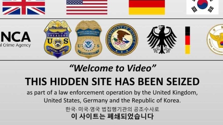 Die Seite im Darknet wurde von den Behörden gesperrt und durch diese Tafel ersetzt.