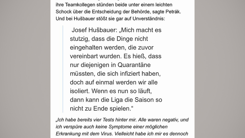 So wird Dynamo-Profi Josef Husbauer auf der Internetseite von Radio Prague international zitiert.