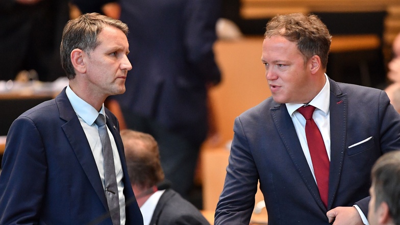 Gegenspieler im Land: CDU-Landeschef Mario Voigt (rechts) und AfD-Frontmann Björn Höcke.